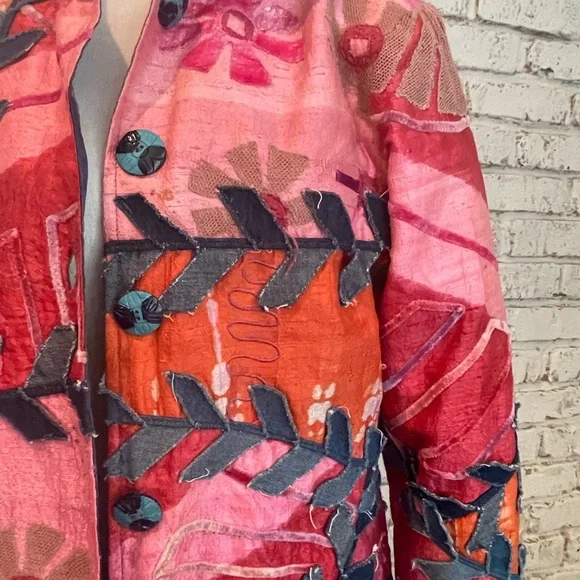 Artistic Pink and Gray Women's Blazer - Picture 4 of 9